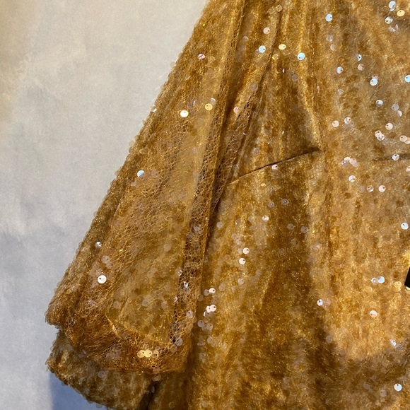 Badgley Mischka Odessa Gold Sequin Gown | Size 4 | Elegant Evening Formal Dress - Picture 10 of 12